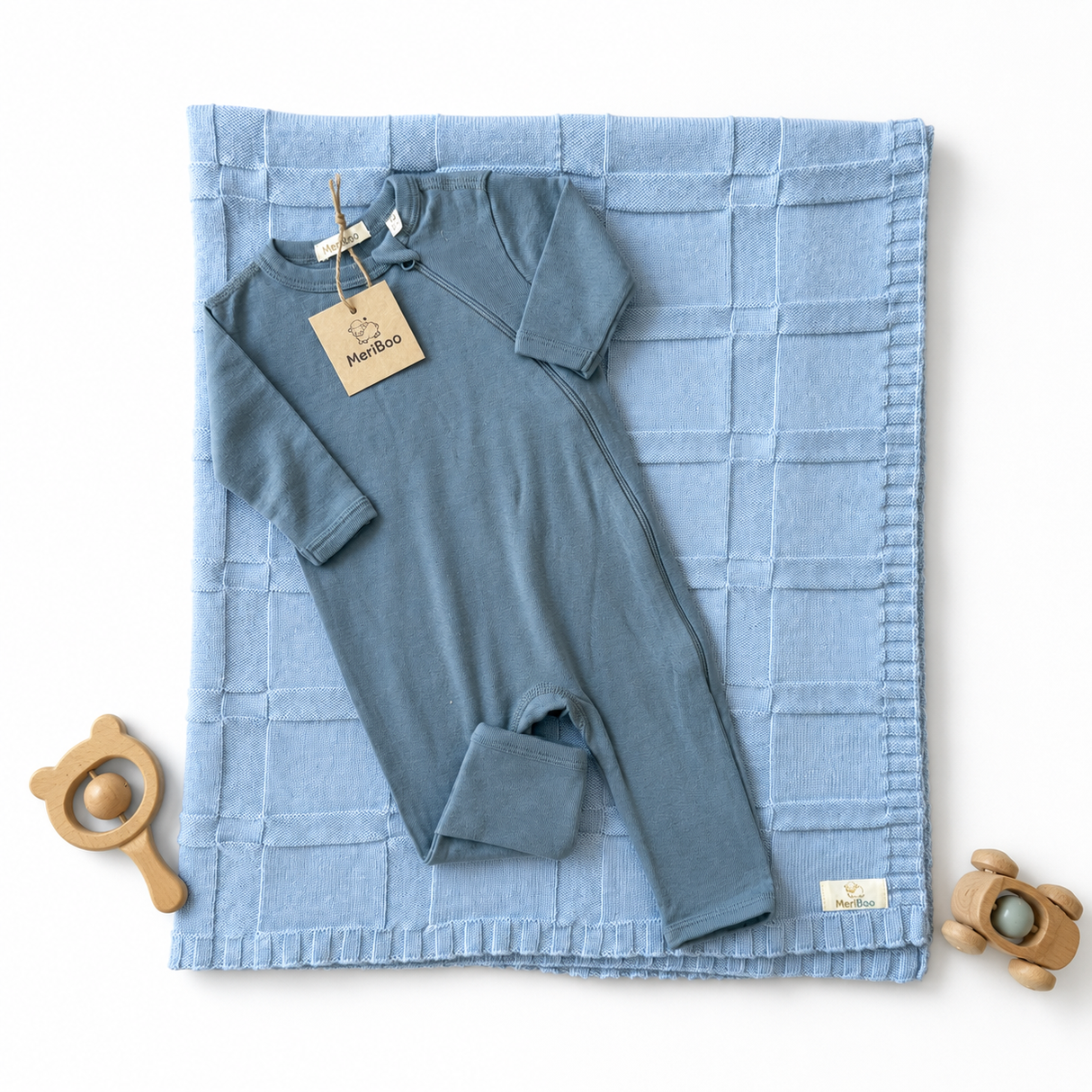 MeriBoo set - romper + blanket made of 100% certified merino wool "Sweet Dreams"