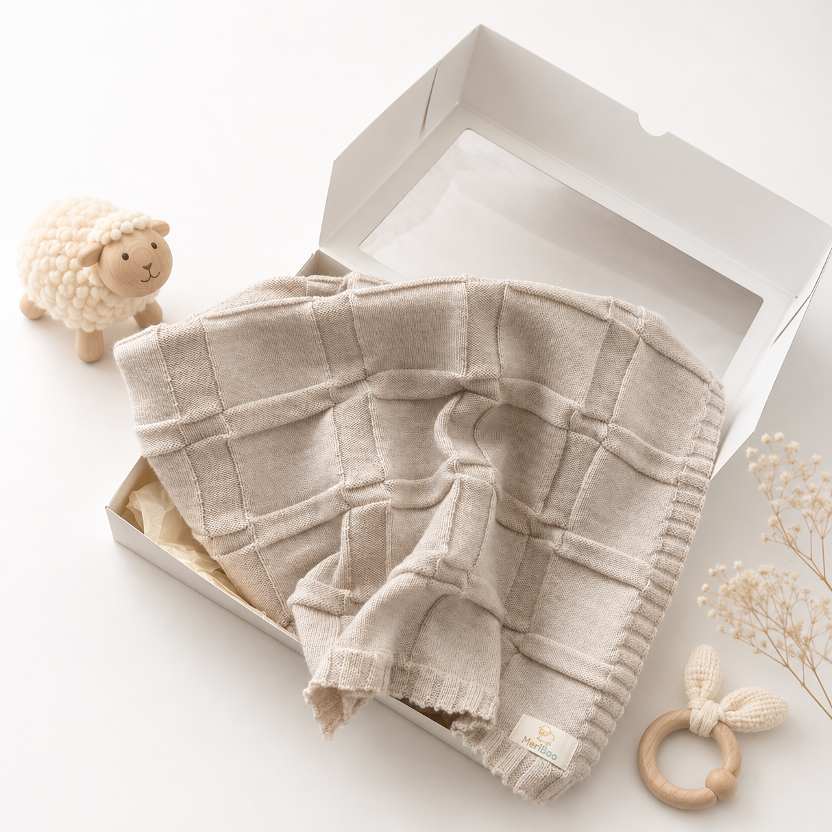 MeriBoo set - romper + blanket made of 100% certified merino wool "Sweet Dreams"