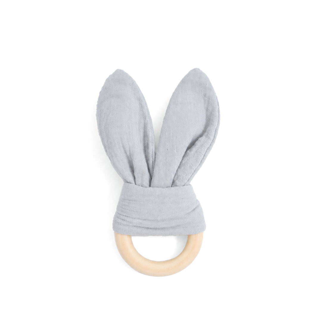 Baby teether with ears made of 100% organic muslin