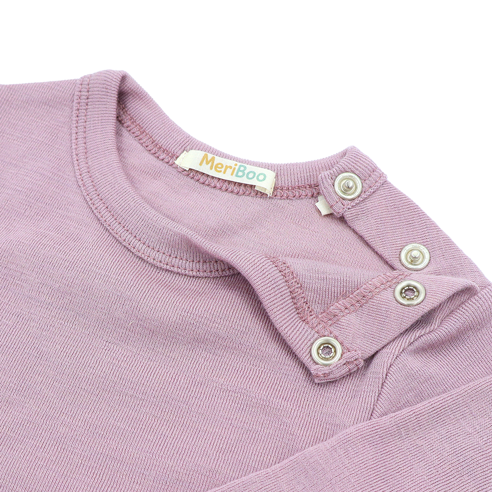 Long-sleeved bodysuit made from 100% certified fine merino wool