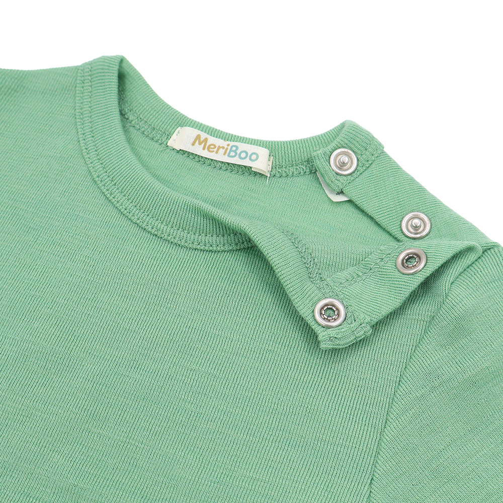 Long-sleeved bodysuit made from 100% certified fine merino wool