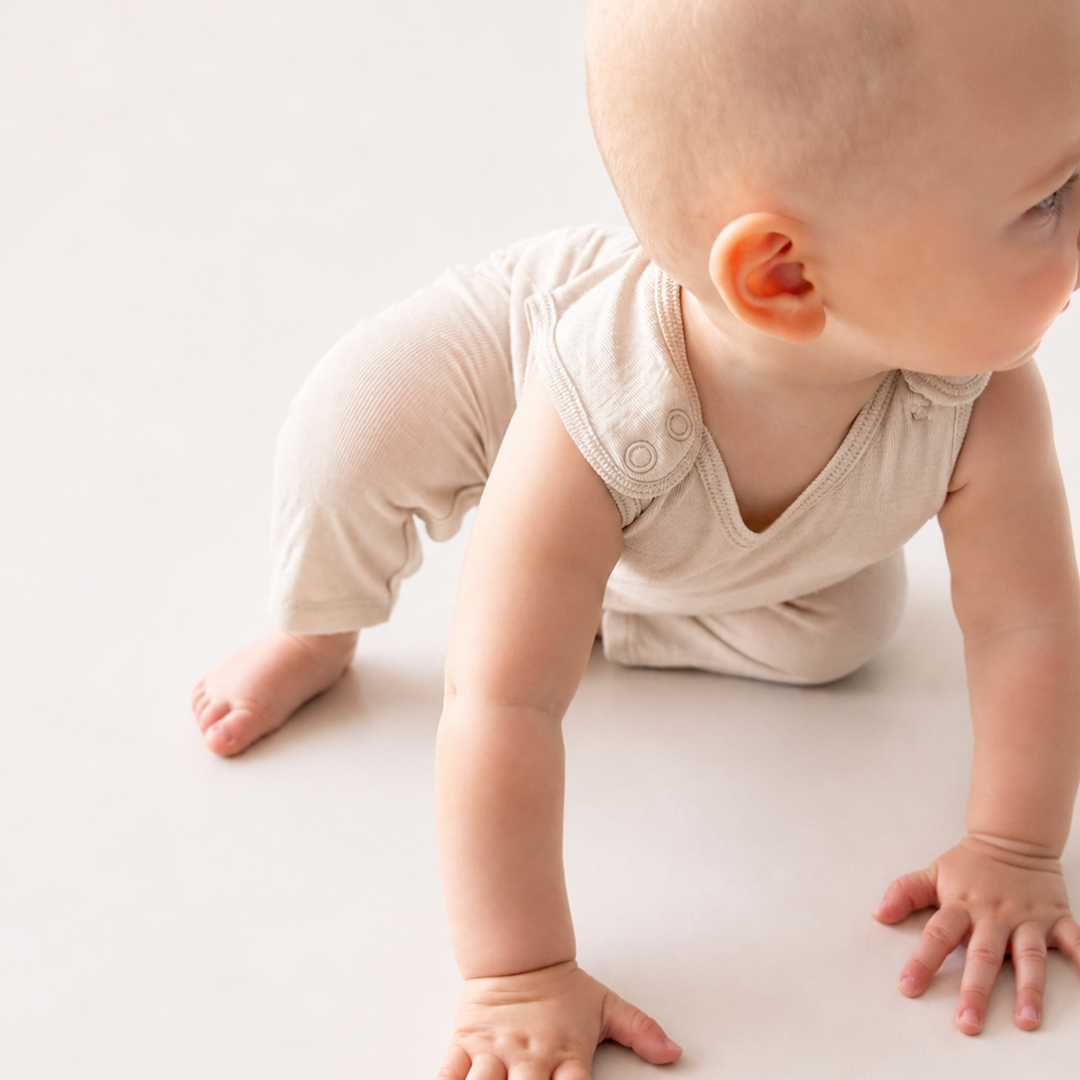 Romper (playsuit) made of 100% organic fine merino with shoulder buttons