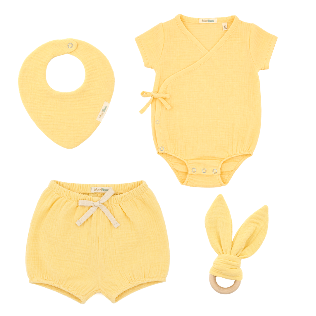 Set pentru ieșirea din spital "First Summer" din 100% muselină organică