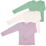 Set of 3 long-sleeved tops made of 100% certified fine merino wool