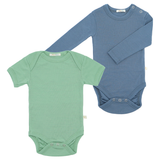 Set body cu mânecă lungă + body cu mânecă scurtă din 100% lână merino fină certificată