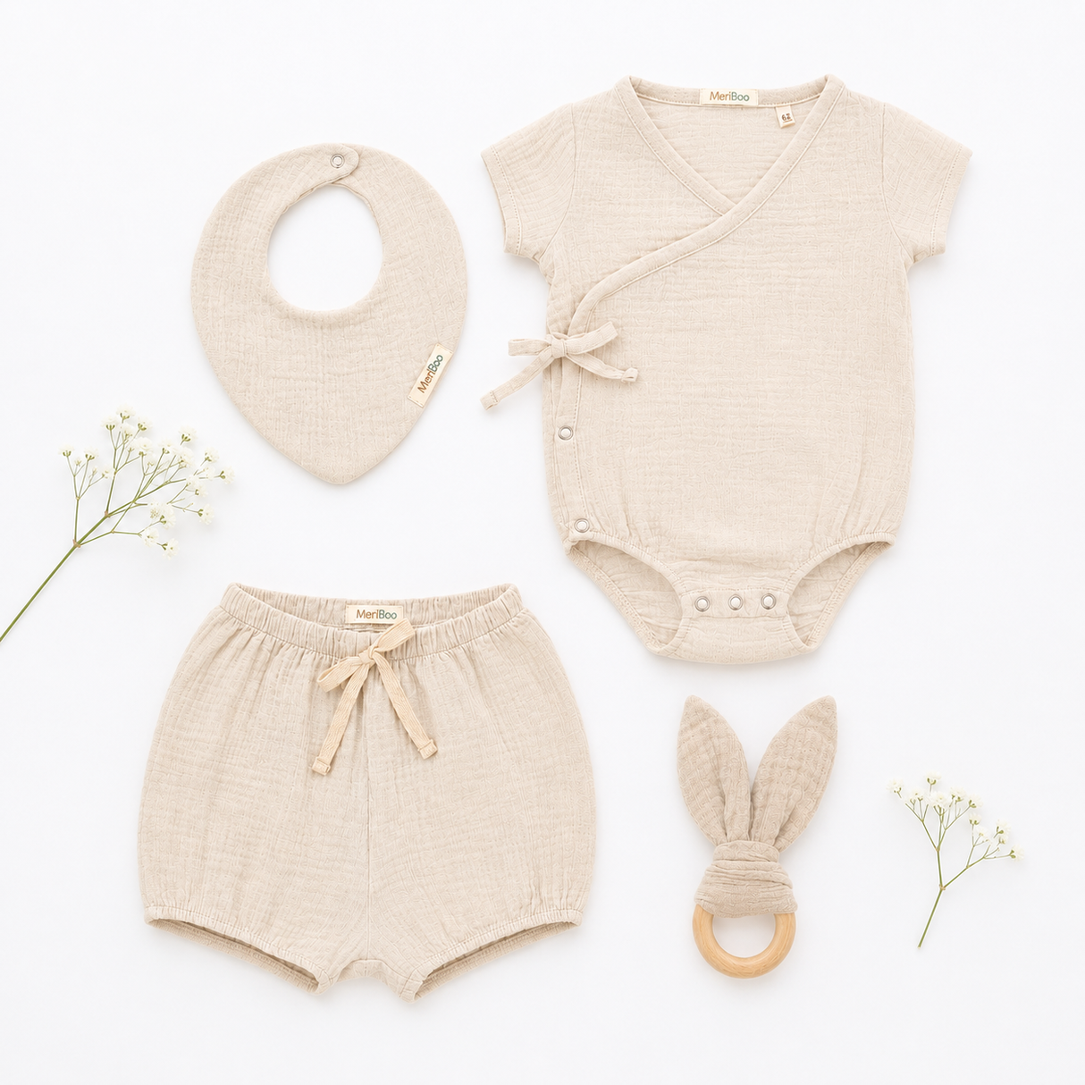 "First Summer" Baby Layette Set in 100% Organic Muslin