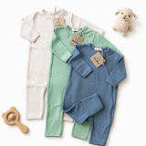 Set of 3 rompers made of 100% certified fine merino with a side zipper
