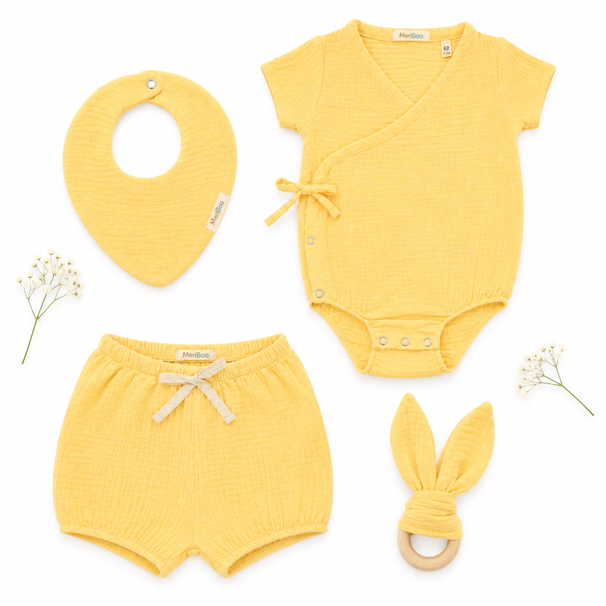 "First Summer" Baby Layette Set in 100% Organic Muslin