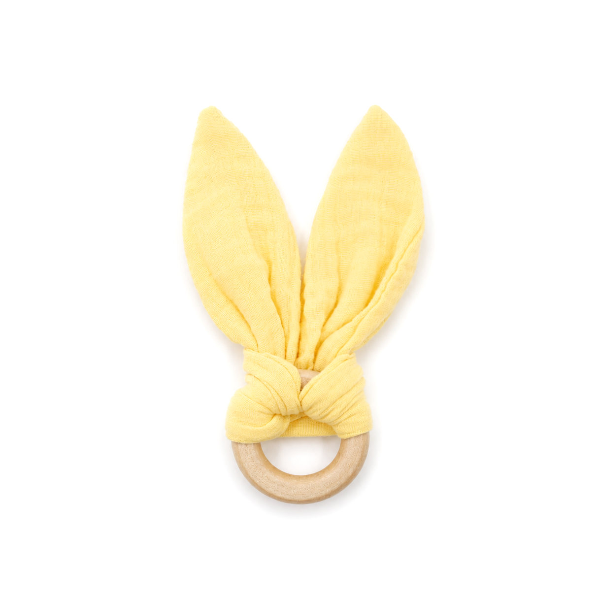Baby teether with ears made of 100% organic muslin