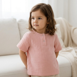 "Soft Breeze" Shirt with short sleeves, made from 100% organic muslin