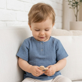 "Soft Breeze" Shirt with short sleeves, made from 100% organic muslin