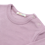 Set of 3 long-sleeved bodysuits with button-up neckline made from 100% certified fine merino wool