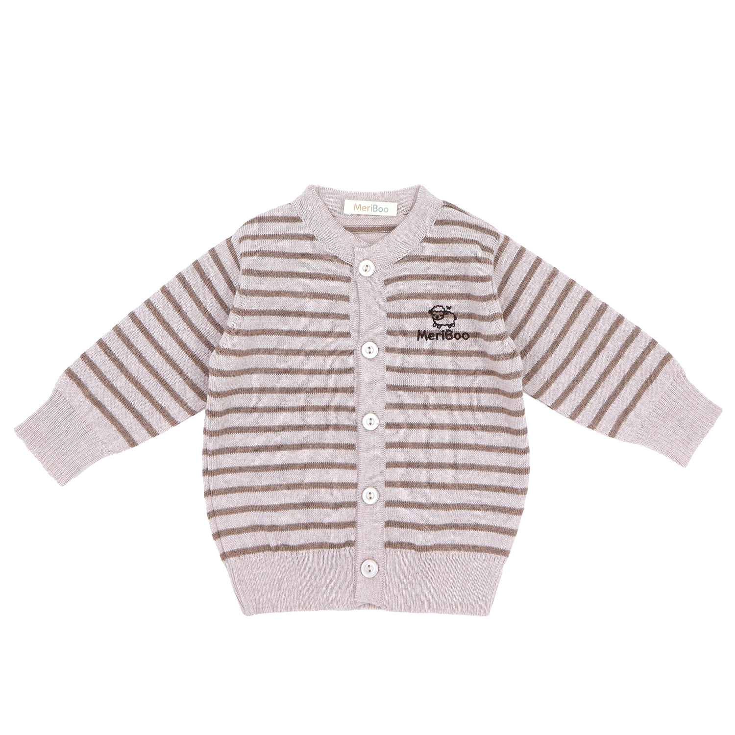 Knitted cardigan made of 100% organic merino wool
