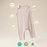Salopetă (romper) din 100% lână merino fină organică, cu nasturi pe umeri