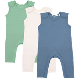 Set of 3 rompers made from 100% organic fine merino with shoulder snaps