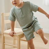 "Soft Breeze" Shirt with short sleeves, made from 100% organic muslin