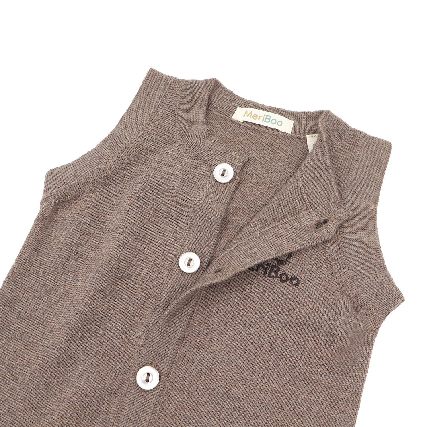 Sleeveless knitted romper made from 100% organic merino wool
