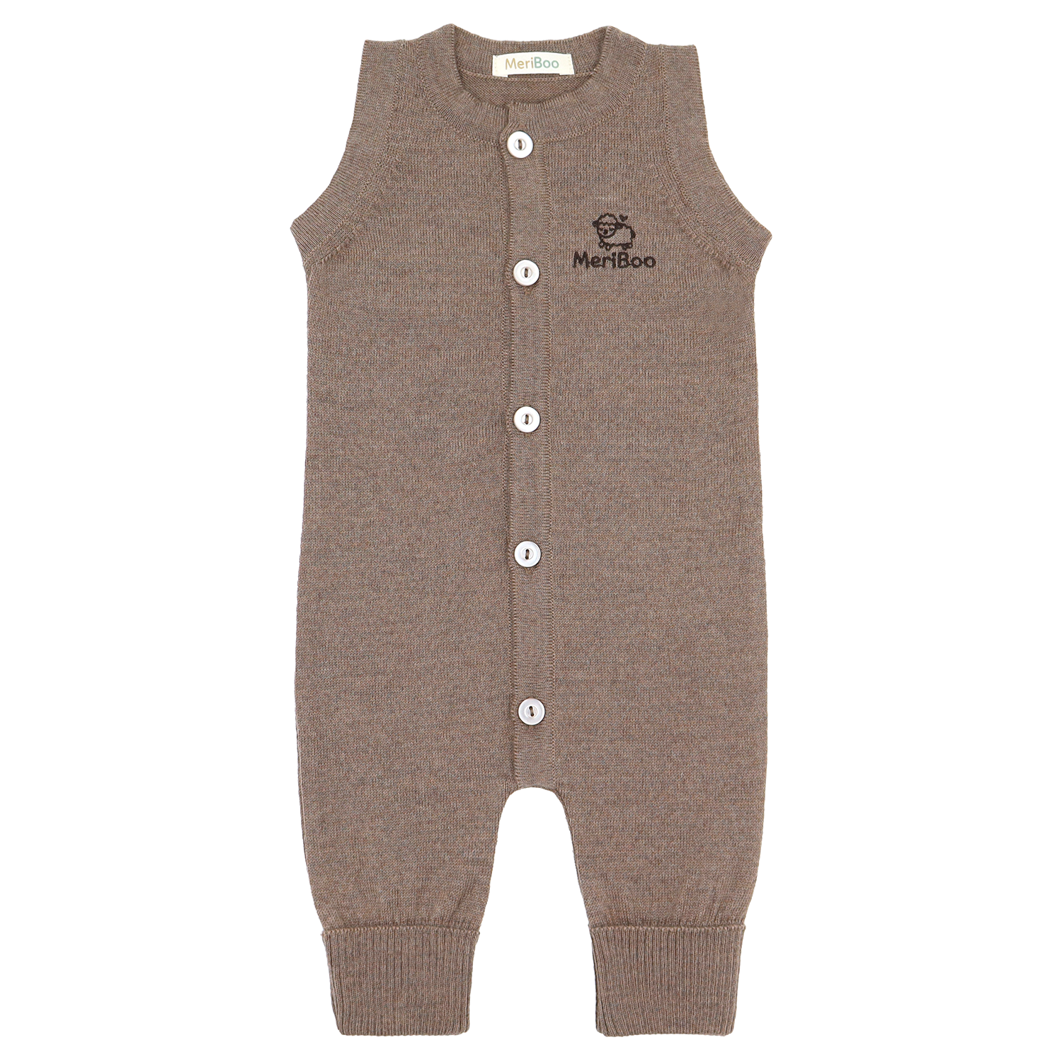 Sleeveless knitted romper made from 100% organic merino wool