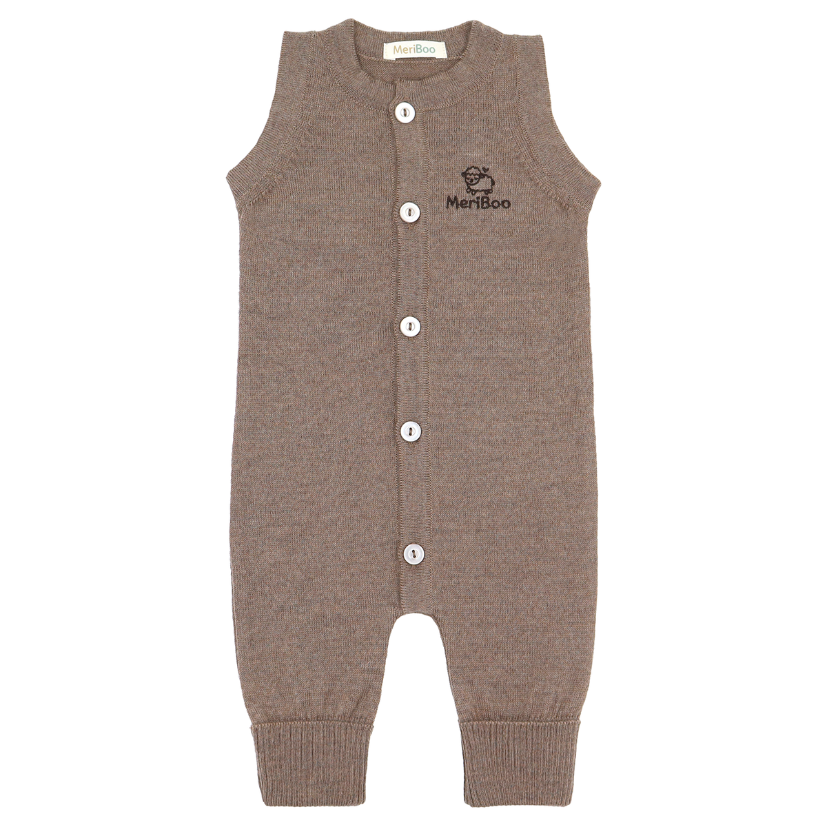 Sleeveless knitted romper made from 100% organic merino wool