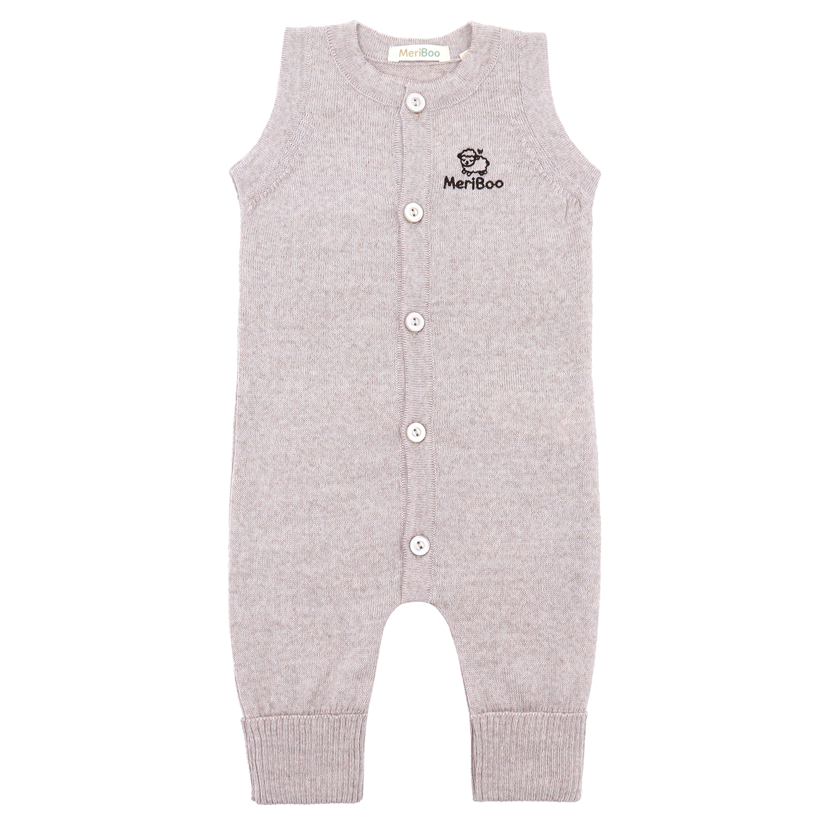 Sleeveless knitted romper made from 100% organic merino wool